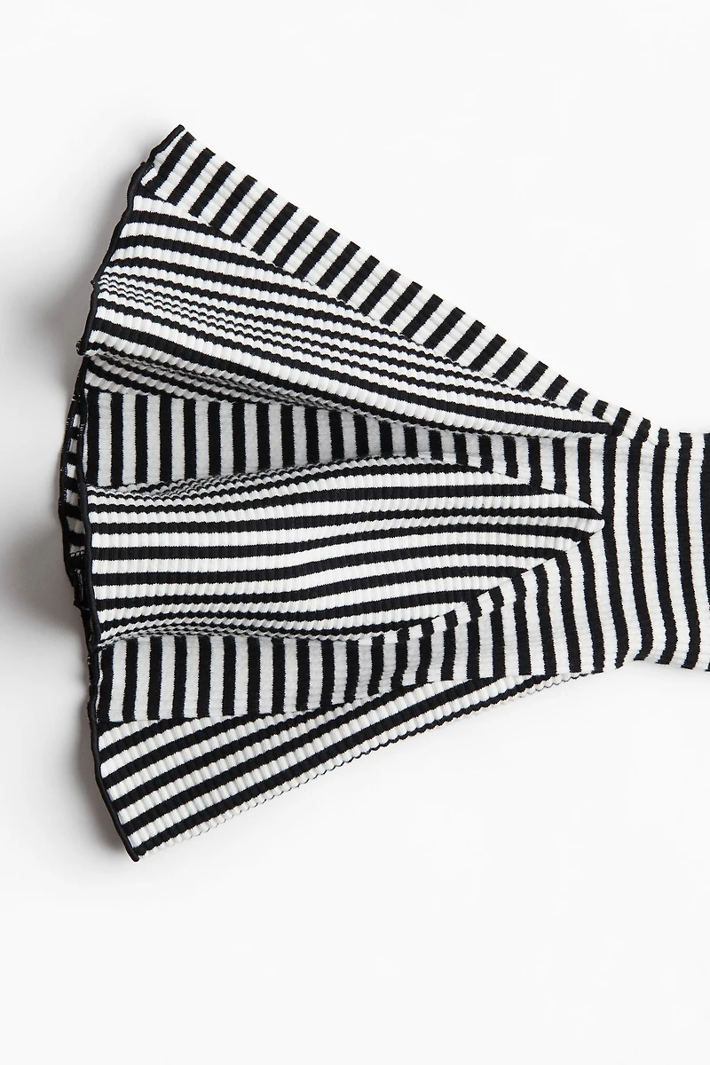 Trumpet-Sleeved Ribbed Top