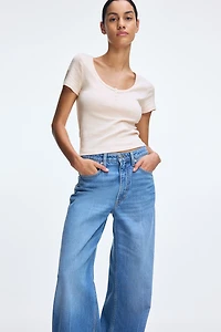 Button-Top Scoop-Neck T-Shirt