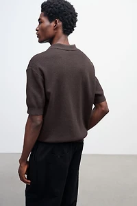 Regular-Fit Cable-Knit Polo Shirt