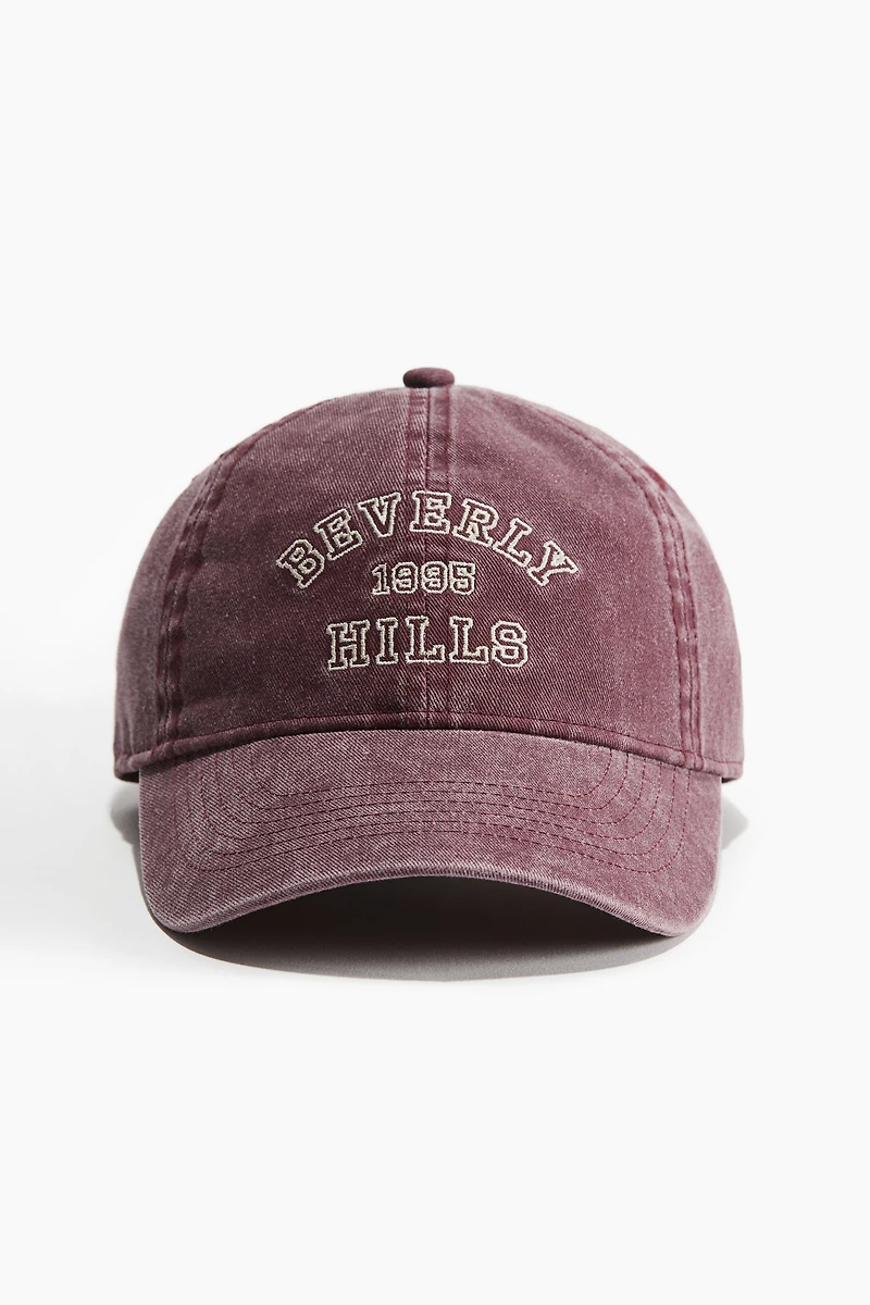 Embroidered-motif Twill Cap