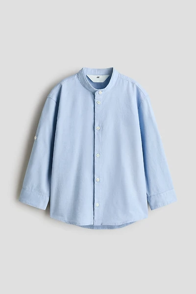 Cotton Band Collar Shirt