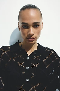 Crochet-Look Polo Shirt