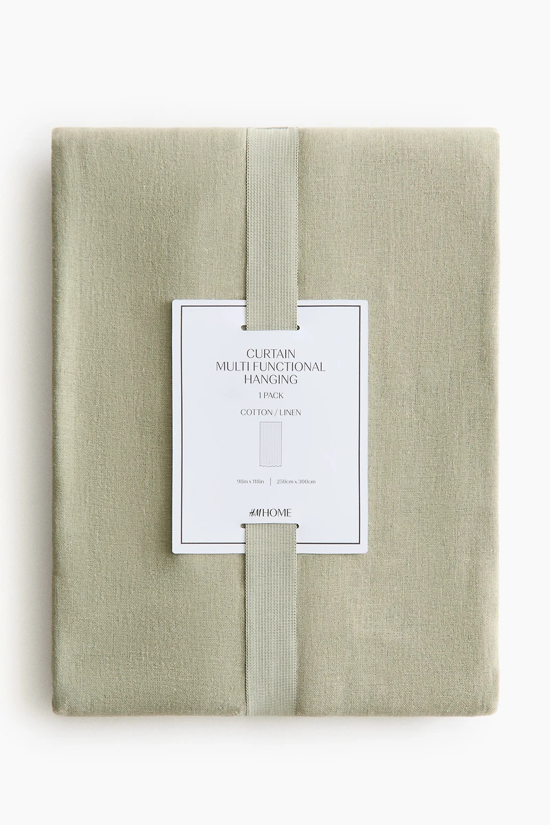 1-Pack Long and Wide Linen-Blend Curtain Panel