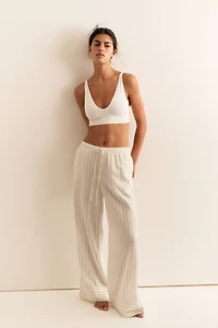 Wide-Leg Linen-Blend Pants