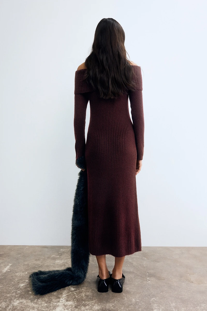 Rib-Knit Off-the-Shoulder Dress