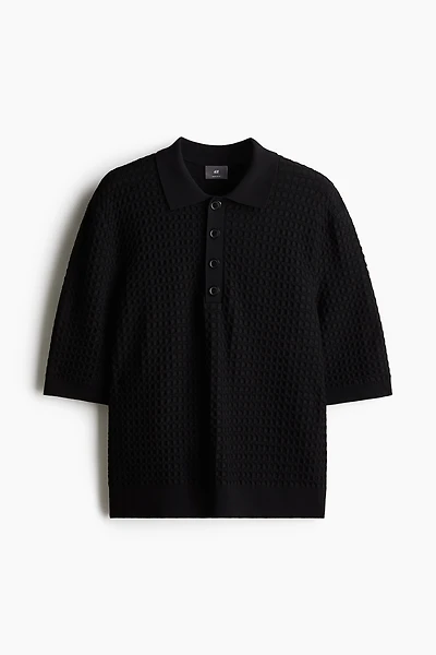 Regular-Fit Waffle-Knit Polo Shirt
