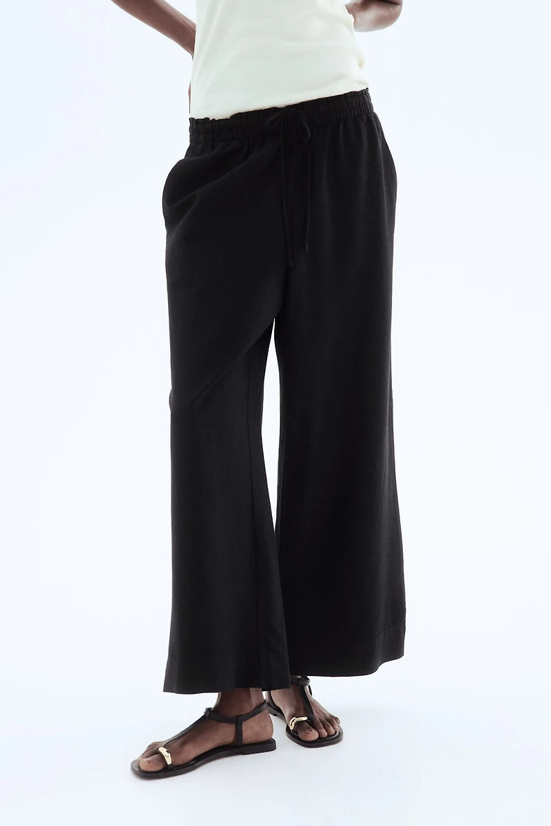 Linen-Blend Crop Pants