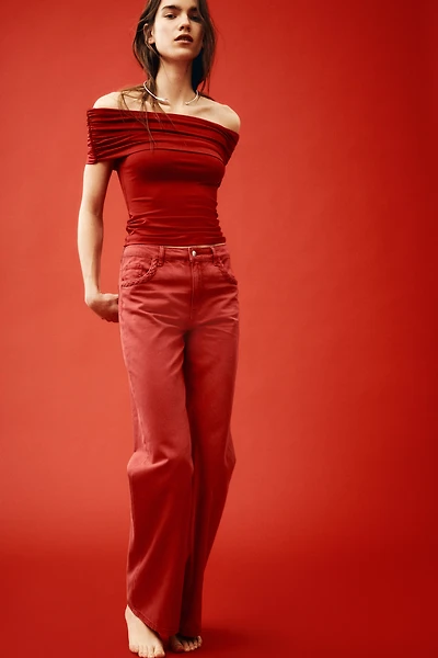 Gathered off-the-shoulder top