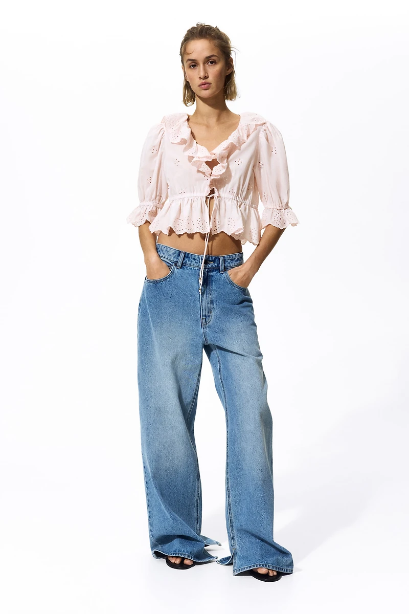 Cotton Blouse with Eyelet Embroidery