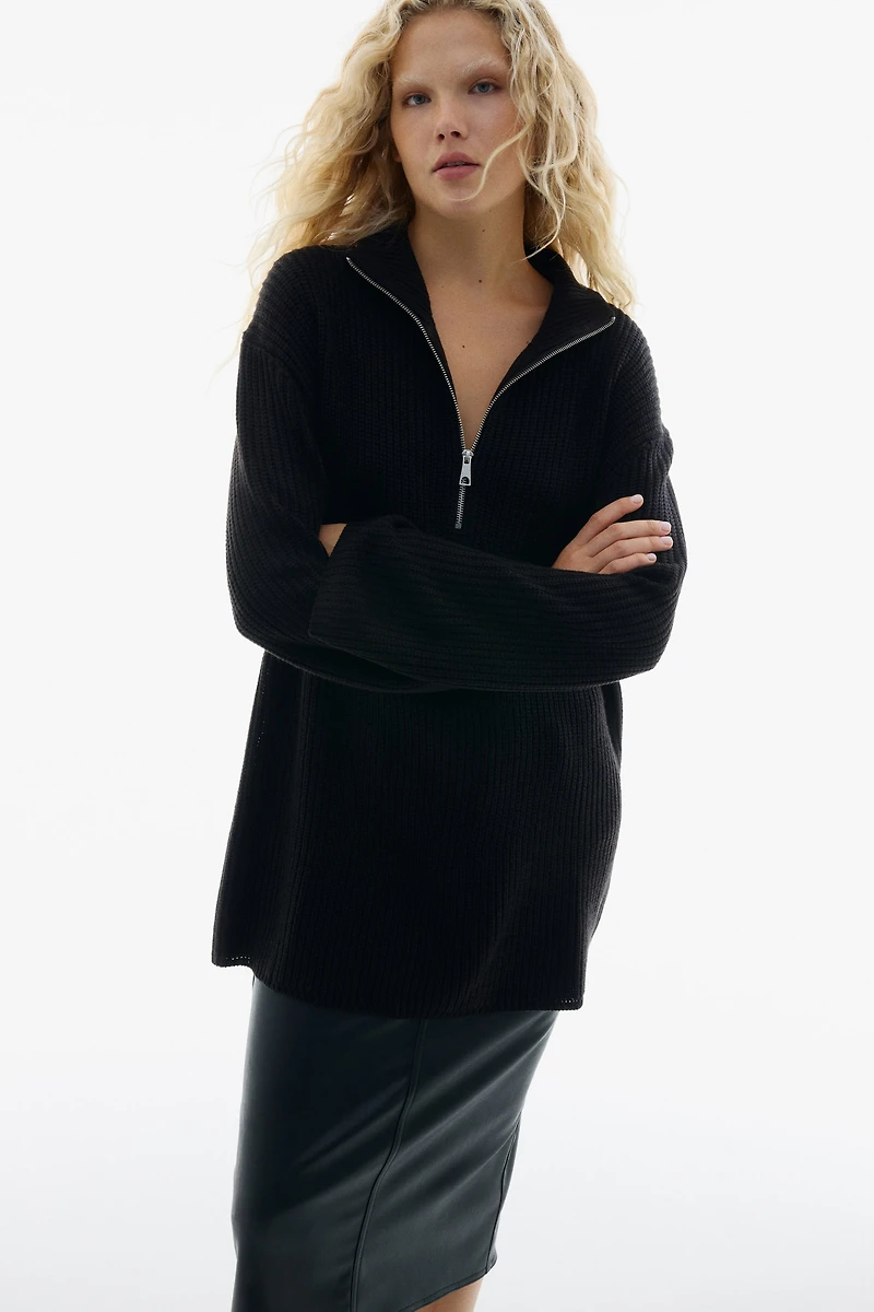 Chunky-Knit Half-Zip Sweater