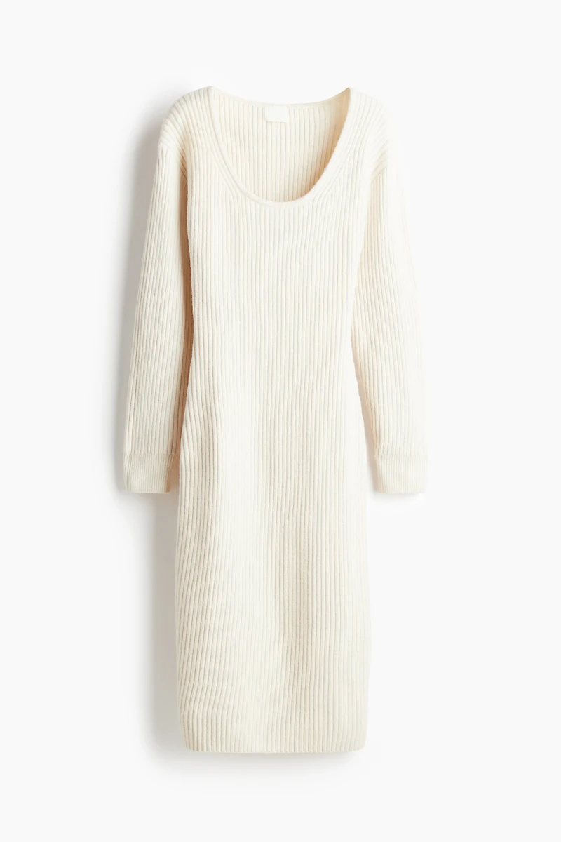Scoop-Neck Rib-Knit Dress