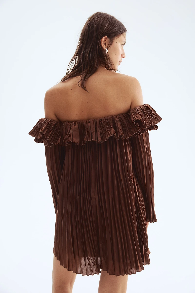 Pleated Off-the-Shoulder Dress