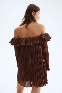 Pleated Off-the-Shoulder Dress