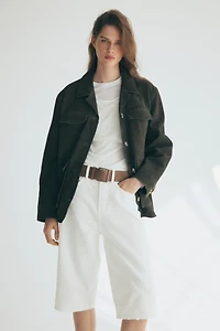 Denim Bermuda Shorts with Belt