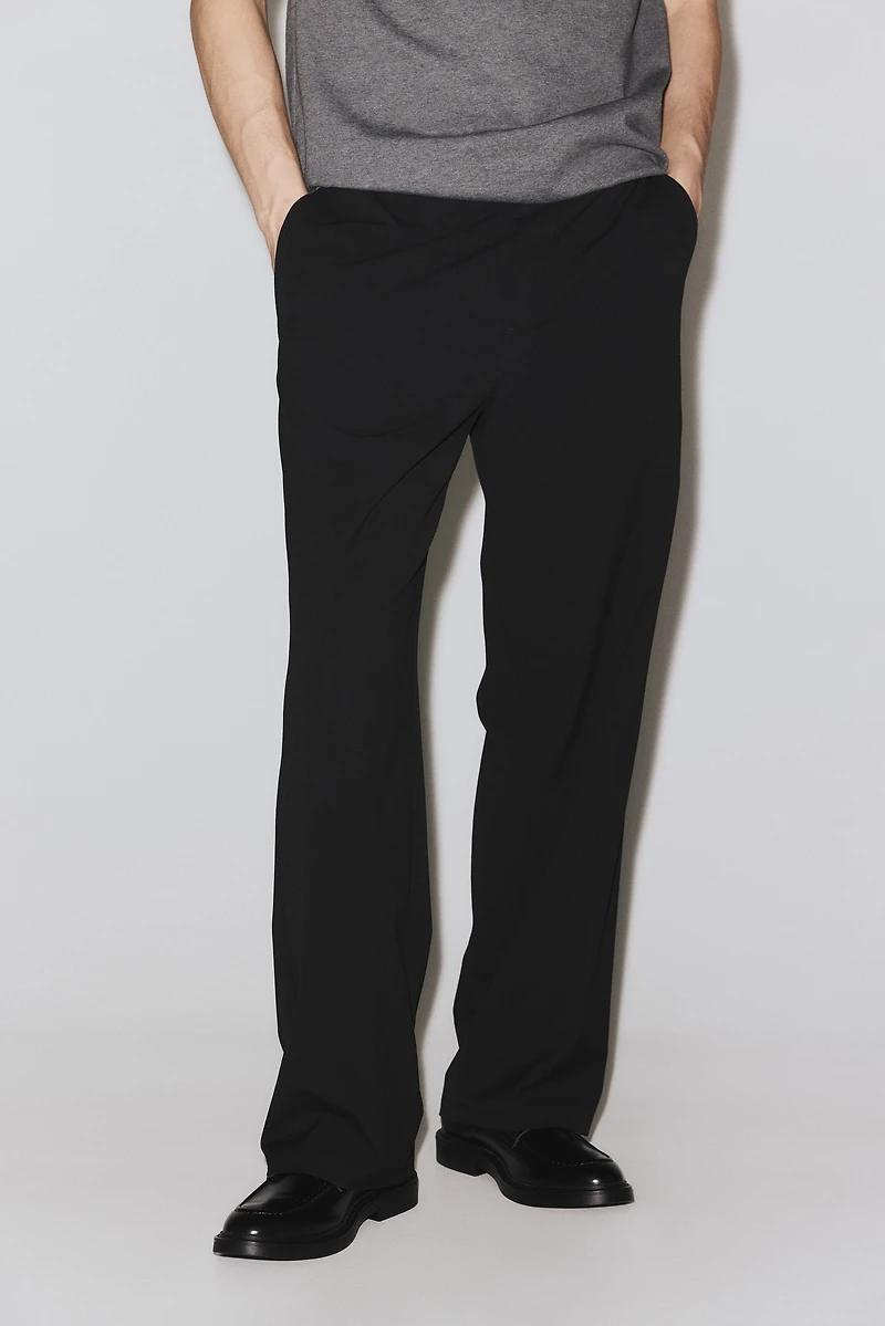 Four-Way Stretch Wide-Cut Pull-On Pants