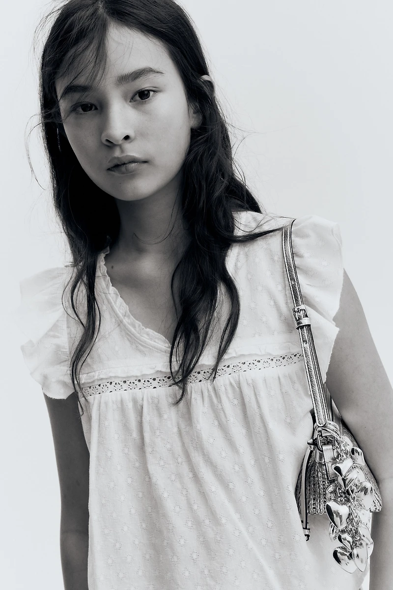 Ruffle-Trimmed Cotton Blouse