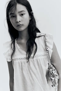 Ruffle-Trimmed Cotton Blouse