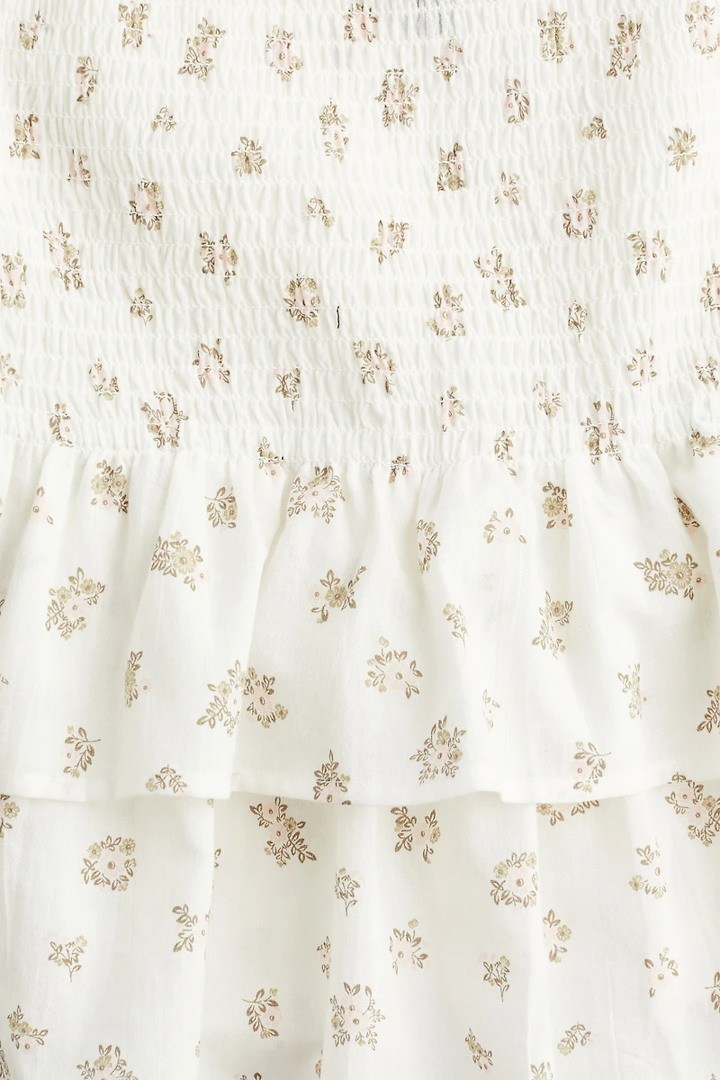 Smocked-waist Tiered Skirt