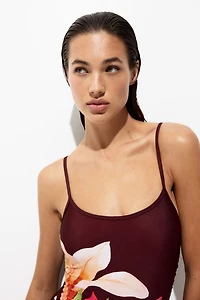 Padded-Cup High-Leg Swimsuit