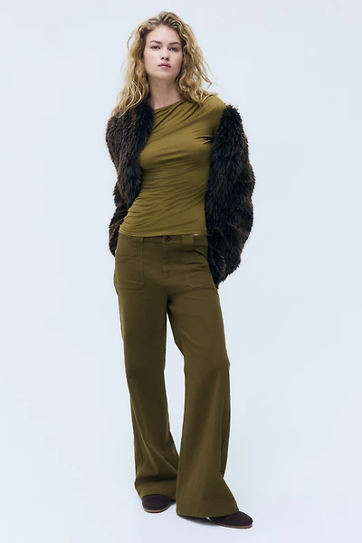 Wide twill trousers