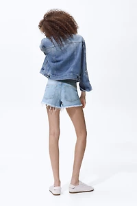 Distressed-Look Denim Shorts