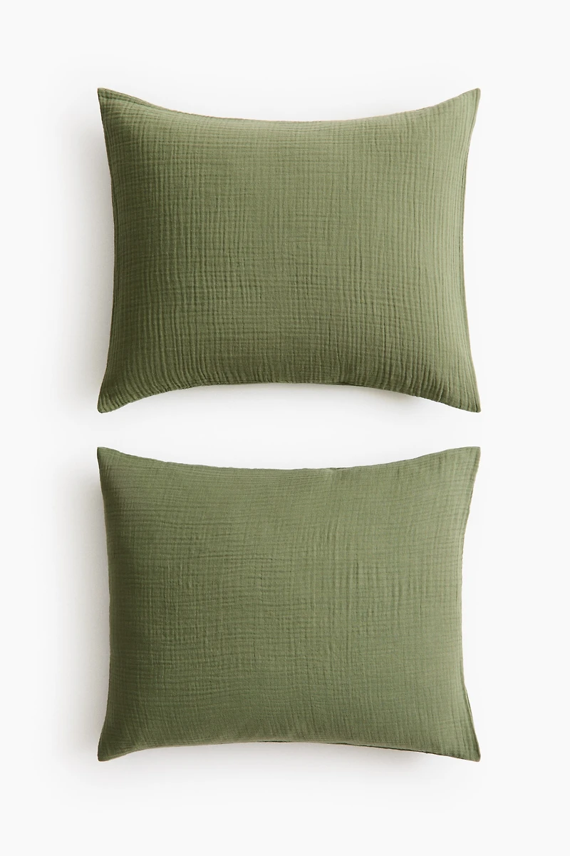 2-Pack Cotton Muslin Pillowcases