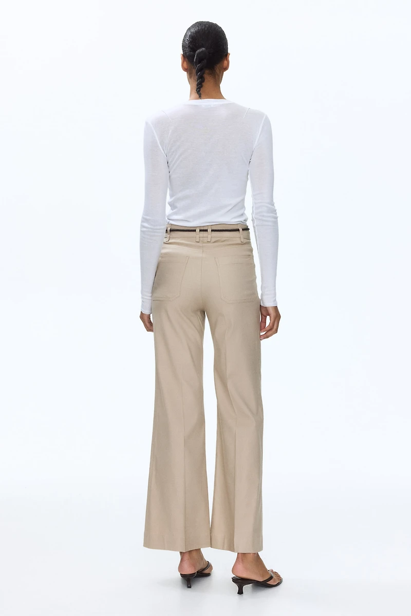 Linen-Blend Bootcut Pants