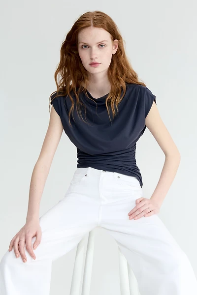 Draped Boat-Neck Top