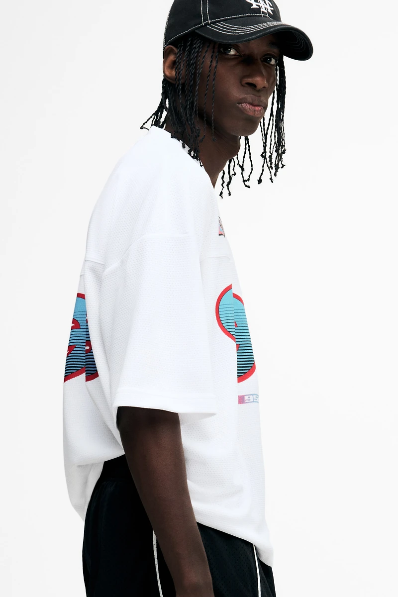 T-shirt ample en filet imprimé