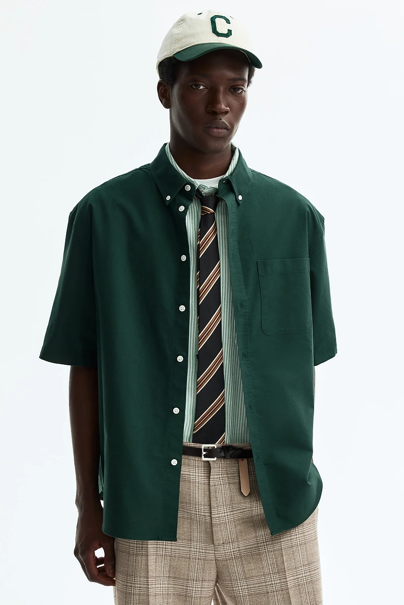 Relaxed-Fit Short-Sleeved Oxford Shirt