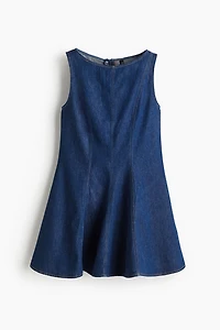 Flared-Skirt Denim Dress