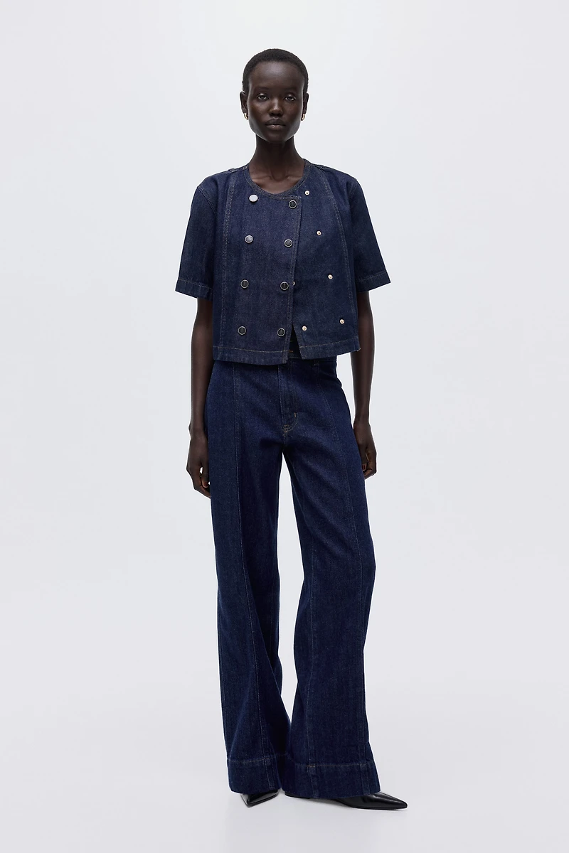 Double-Breasted Denim Shirt