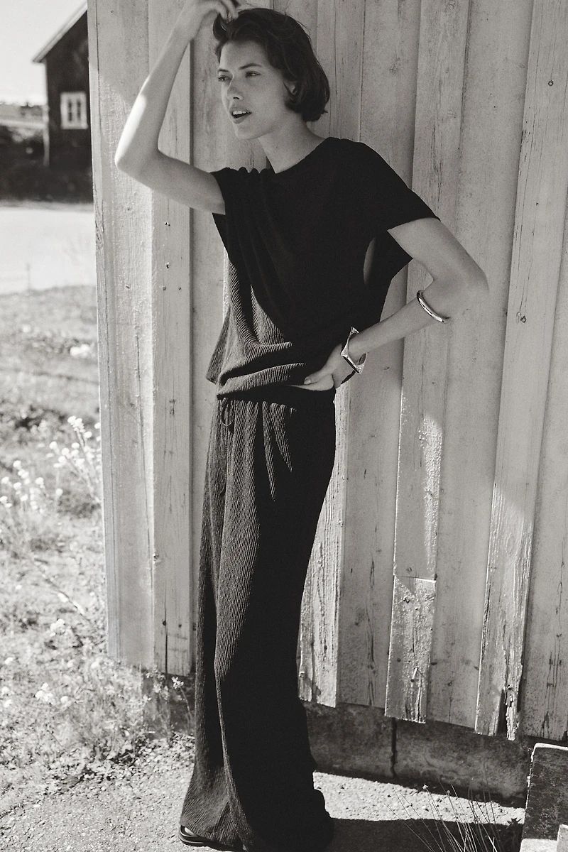 Crinkled Drawstring Pants