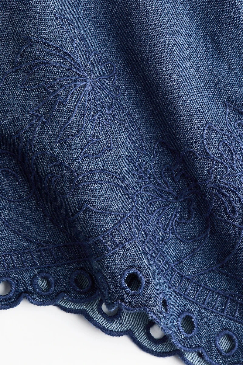 Embroidered Denim Shorts