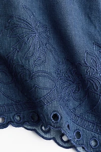 Embroidered Denim Shorts