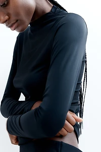 Microfiber Mock Turtleneck Top
