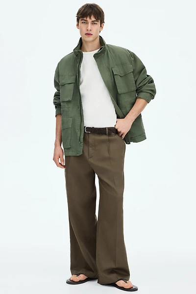 Loose-Fit Linen-Blend Pants