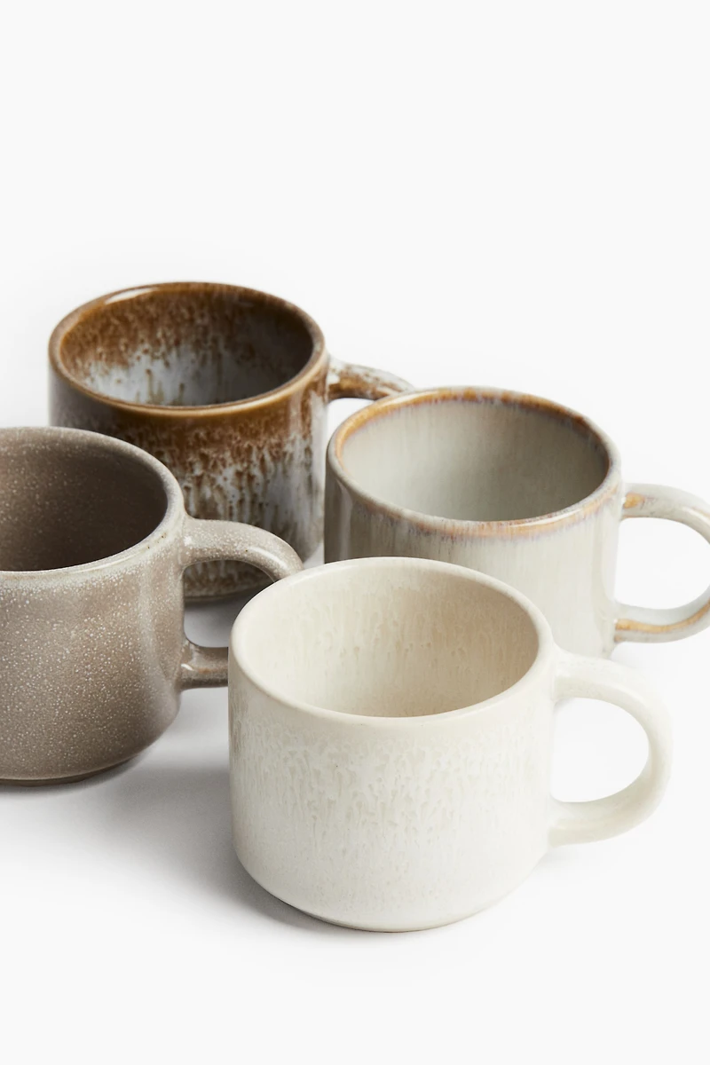 Lot de 4 tasses à expresso en grès cérame