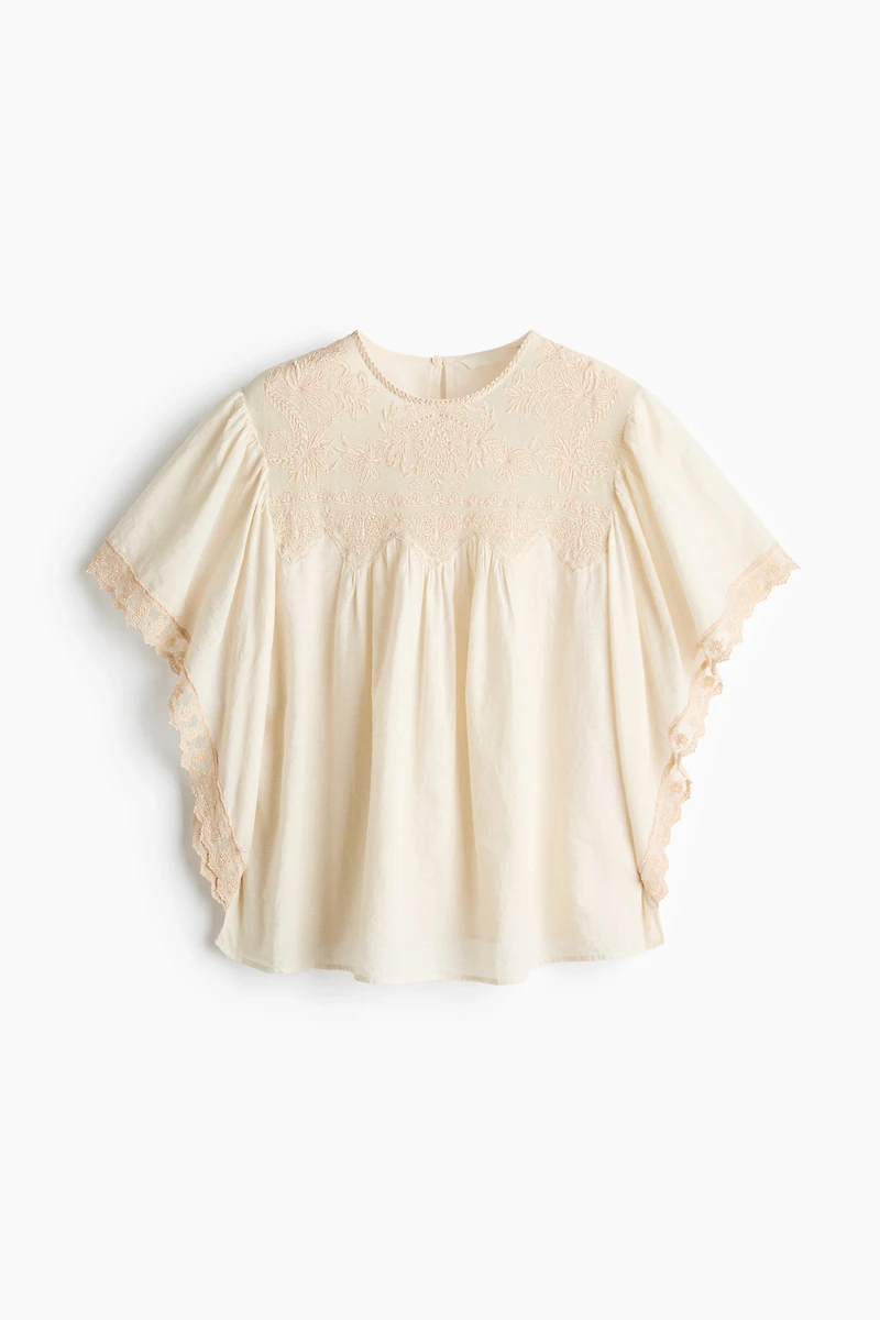 Lace-Detail Cotton Blouse