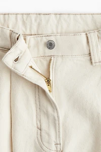 Pleated Denim Shorts