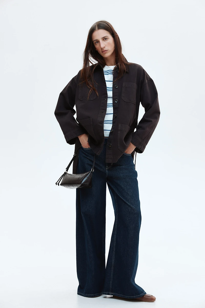 Tie-Belt Denim Jacket