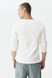 Slim-Fit Ribbed Henley Shirt
