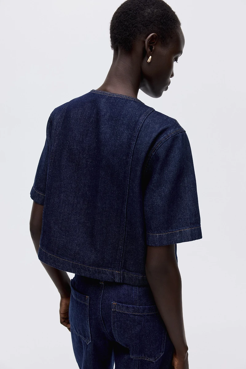 Double-Breasted Denim Shirt