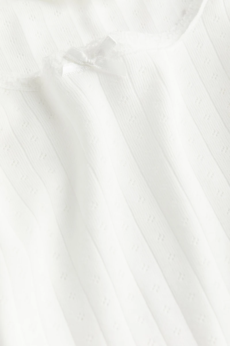 Lace-trimmed Pointelle Jersey Top