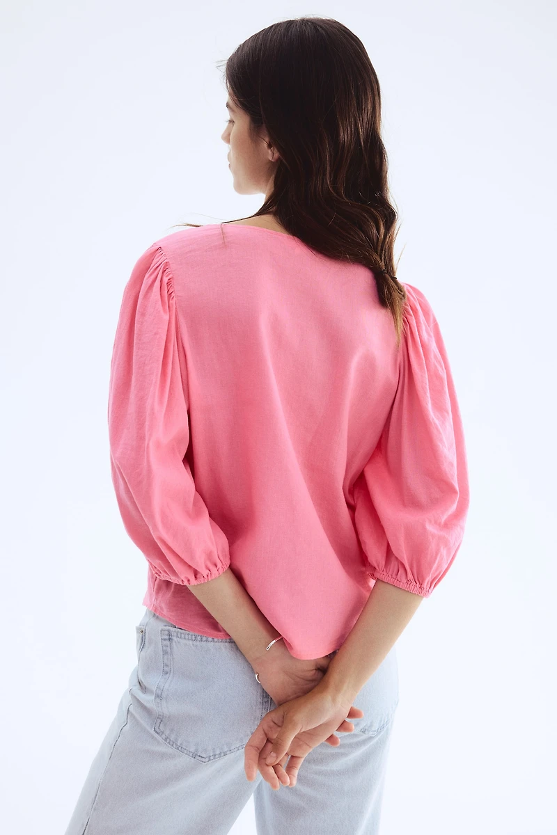 Linen-Blend Blouse