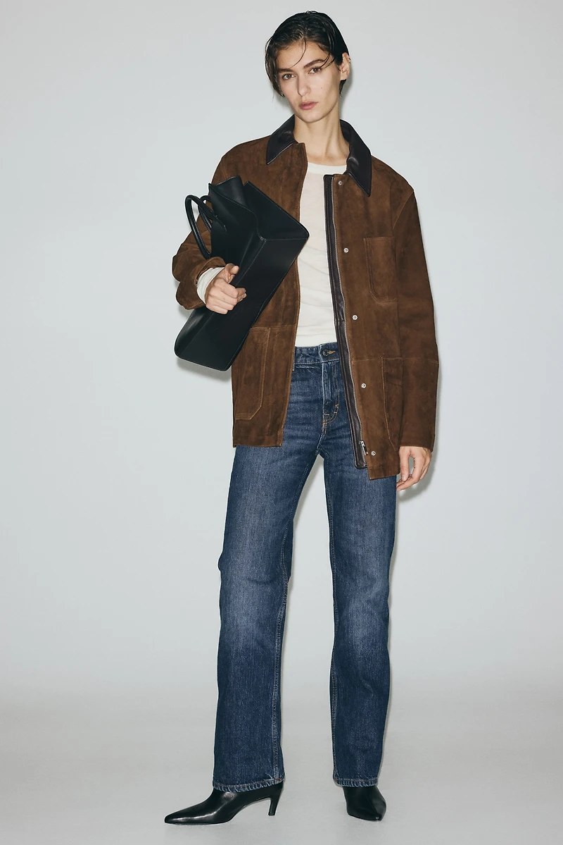 Suede Jacket with Collar