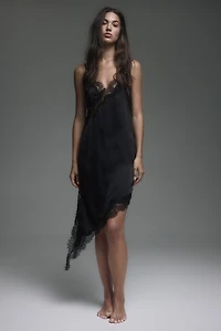 Lace-Trimmed Asymmetric Nightgown