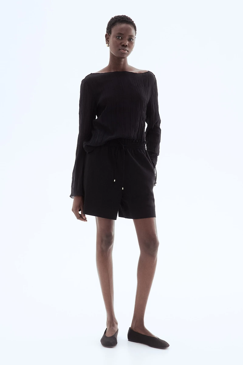 Linen-Blend Drawstring Shorts