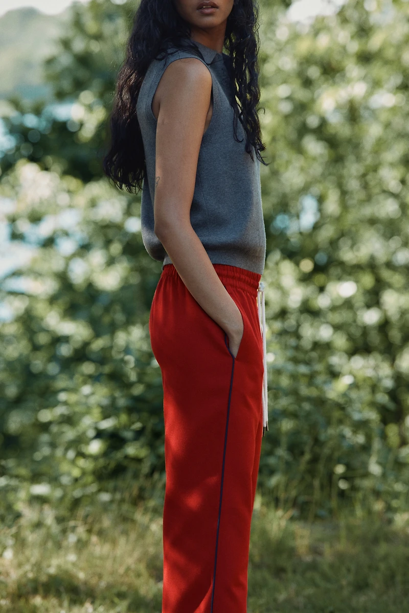 Wide-Leg Drawstring Pants