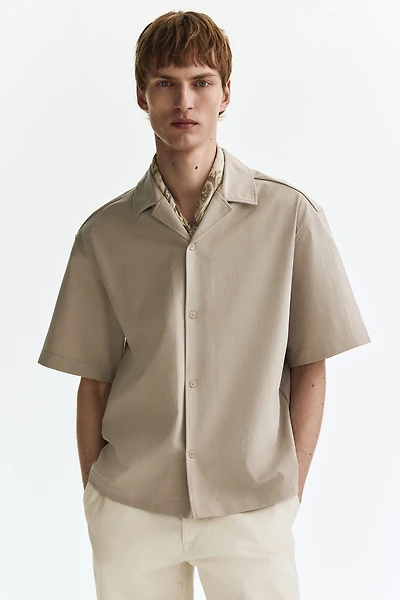 Chemise texturée décontractée à col cubain
